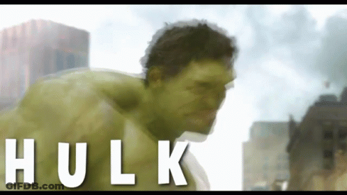 The Word Hulk Is On A Picture Of A Man GIF