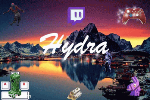 The Word Hydra Is On A Poster With A Mountain In The Background GIF
