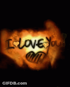 The Word I Love You Is Written On A Fire Background GIF