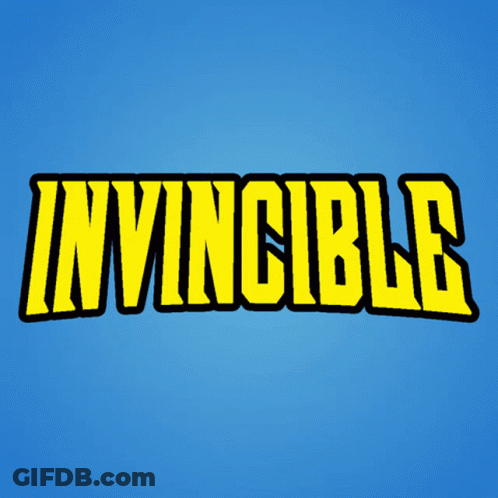 The Word Invincible That Is Yellow And Red GIF