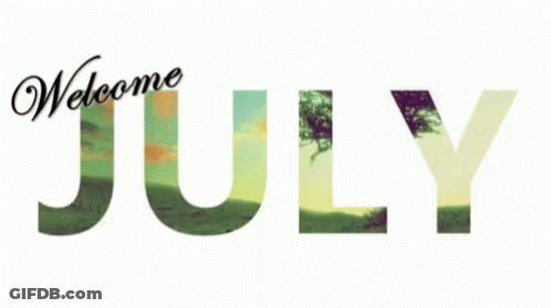 The Word July Is Surrounded By Fireworks And The Words Welcome July GIF