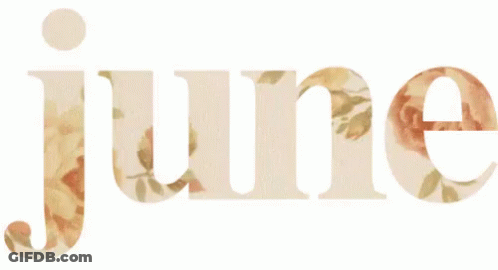 The Word June Is Surrounded By Flowers On A Black Background GIF