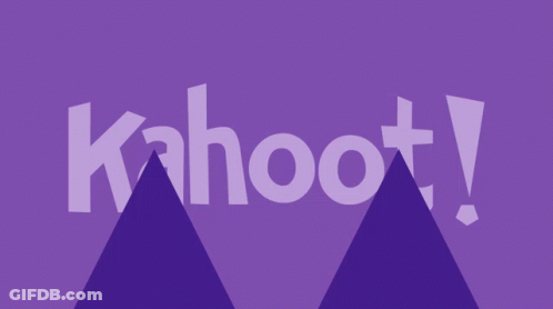The Word Kahoot Is On A Purple Background With Two Triangles GIF