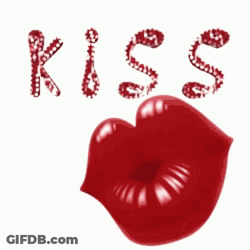 Kiss Word In Rhinestones On White Background GIF