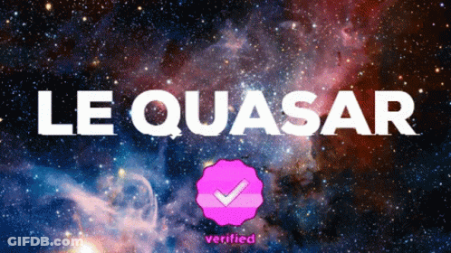 The Word Le Quasar Is On A Purple Background GIF