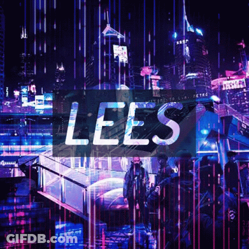 The Word Lees Is On A Poster With A City In The Background GIF