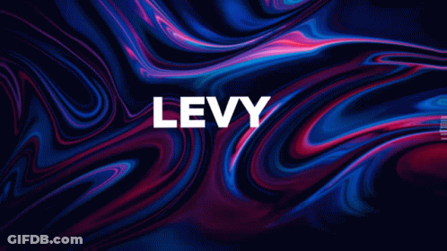 The Word Levy That Is On A Blue And Purple Background GIF