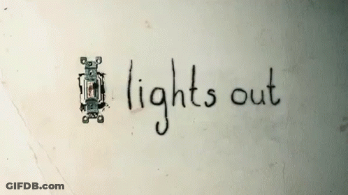 The Word Lights Out Is Written On A Wall GIF