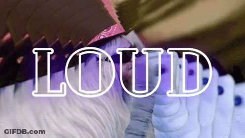 The Word Loud Is Displayed On A Purple Background GIF