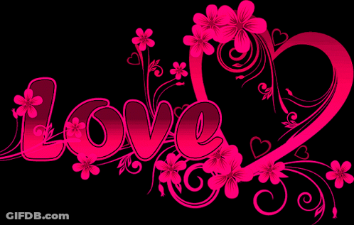 The Word Love Is Surrounded By Yellow Flowers GIF