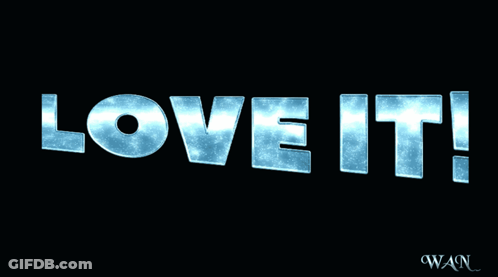 The Word Love Is Written In Blue Letters On A Dark Background GIF