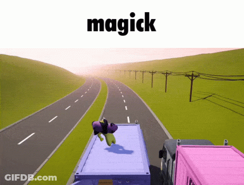 The Word Magick Is On The Top Of A Road GIF