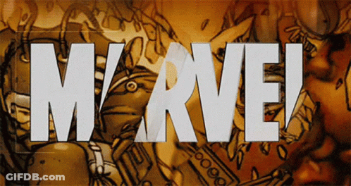 The Word Marvel Is On A Drawing Of A Face GIF