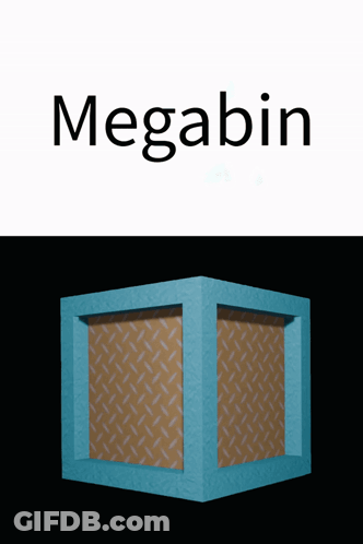 The Word Megabin That Is On A Black And White Background GIF