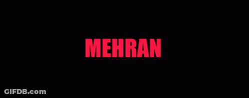 The Word Mehran Is Written In Red Letters On A Black Background . GIF