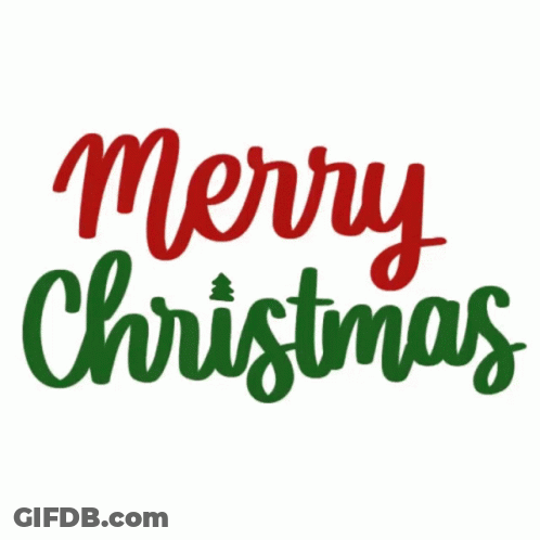 The Word Merry Christmas Is Written In Red And Green GIF