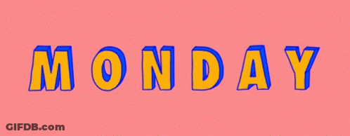 The Word Monday Is Written In Green And Blue On A Pink Background . GIF