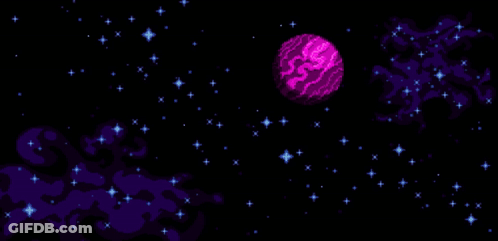 The Word Nebula Is Glowing In Pink Letters On A Black Background GIF