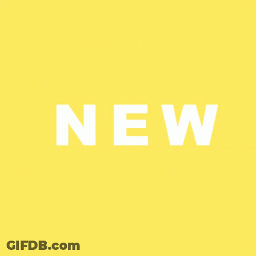 The Word New Is On A Blue And Yellow Background GIF
