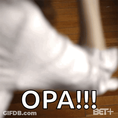 The Word Opa That Is On A Wood Floor GIF