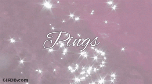 The Word Pings Is On A Pink Background With White Stars GIF