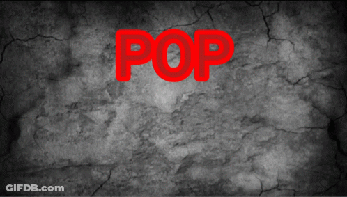 The Word Pop Is Written In Red Letters On A Cracked Wall GIF