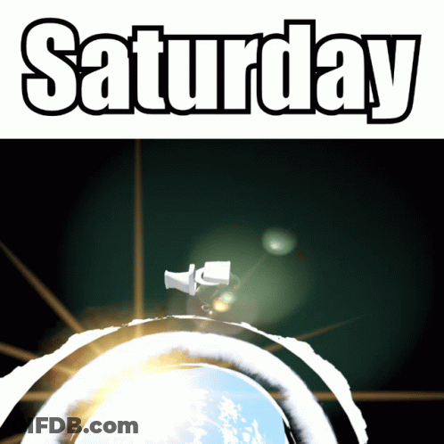 The Word Saturday Is On A Black Background With A Picture Of The Earth GIF