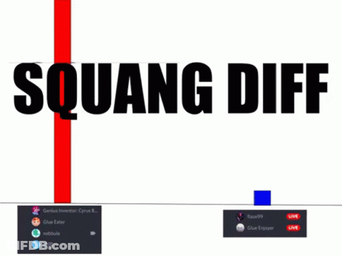 The Word Squang Diff Is On A White Background With A Blue Line GIF