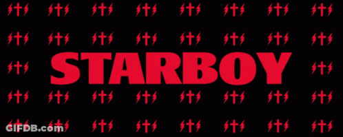 The Word Starboy Is Surrounded By Red Lightning Bolts On A Black Background GIF
