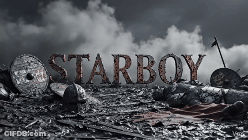 The Word Starboy Is Written In Rusty Metal Letters GIF
