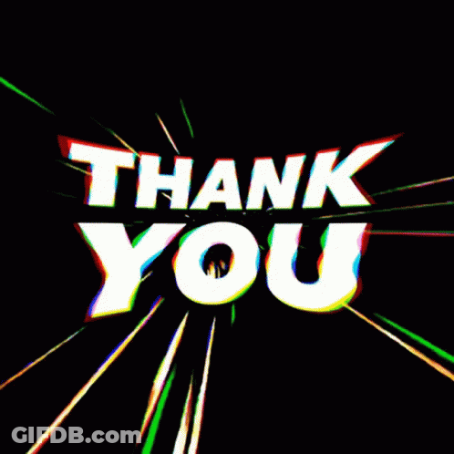 The Word Thank You Is Surrounded By Green And Red Rays GIF