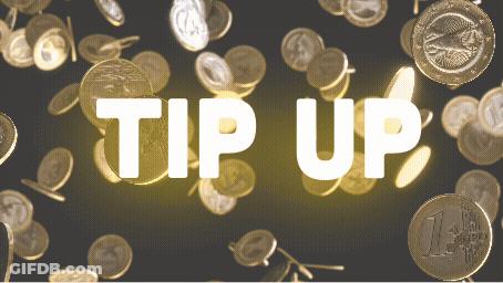 The Word Tip Up Is Surrounded By Gold Coins On A Black Background GIF