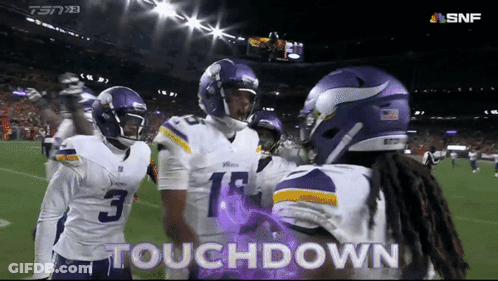 The Word Touchdown That Is On A Football Player GIF