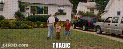 The Word Tragic That Is On A Picture Of People GIF