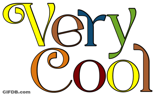 The Word Very Cool Is Written In Different Colors GIF