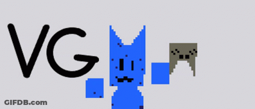 The Word Vg Is On A White Background With A Blue Bunny GIF