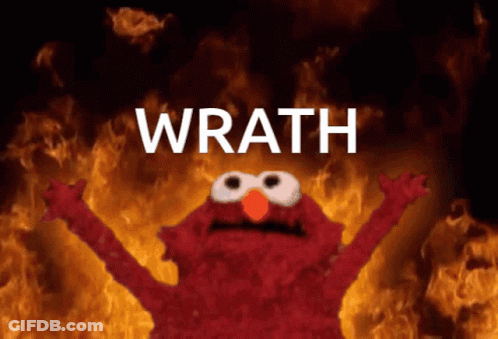 The Word Wrath That Is On A Red Background GIF
