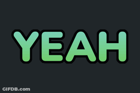 The Word Yeah Is Written In Green On A Dark Background GIF