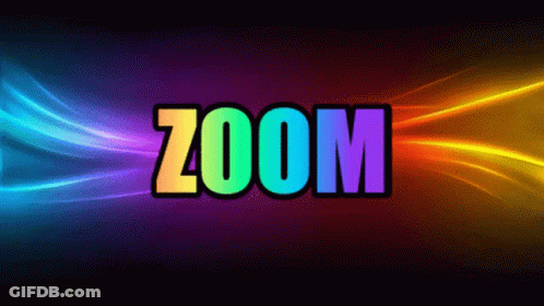 The Word Zoom Is Displayed On A Rainbow Background GIF