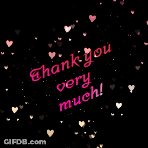 The Words Thank You Very Much Are Surrounded By Hearts GIF