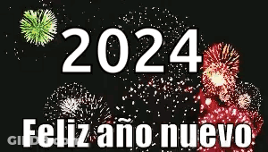 The Year 2024 Is On A Black Background With Fireworks In The Background GIF