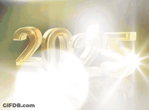 The Year 2025 Is Written In Gold Letters GIF