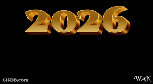 The Year 2026 Is Displayed In Gold Letters GIF