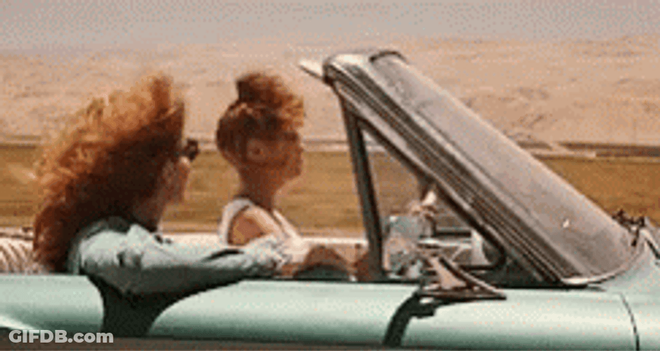 Thelma And Louise Enjoy Driving GIF
