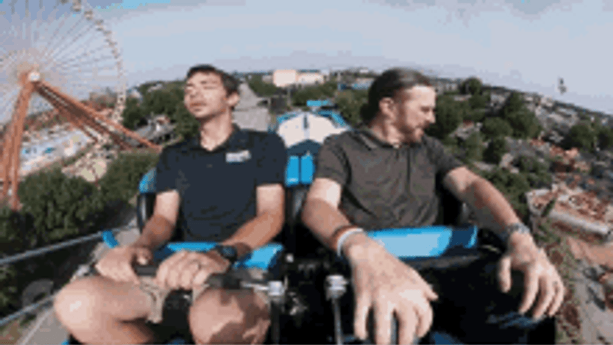 Theme Park Rollercoaster Ride POV GIF