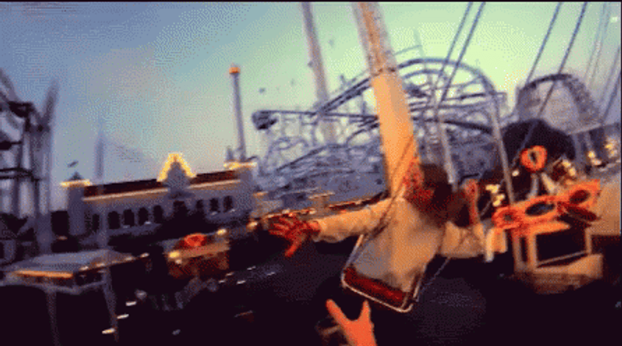 Theme Park Swing Ride Couple GIF