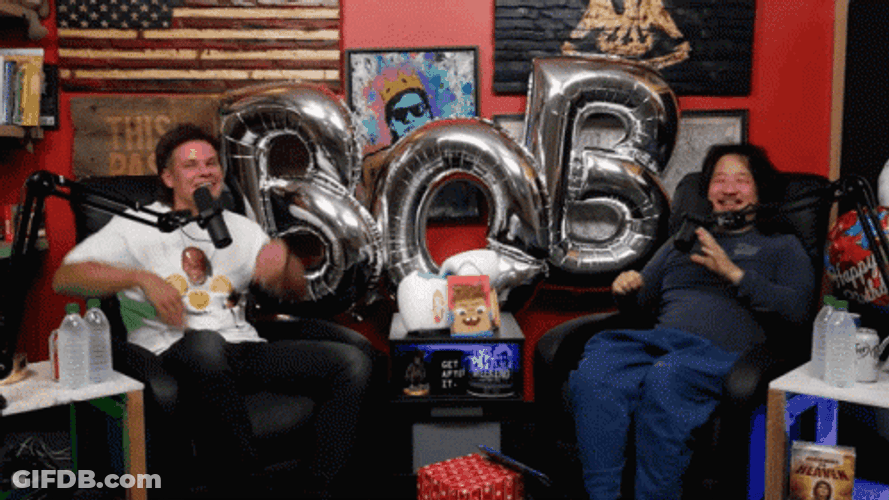 Theo Von And Bobby Lee Waving Arms GIF