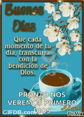 There Is A Cup Of Coffee On A Saucer With Flowers In The Background . GIF