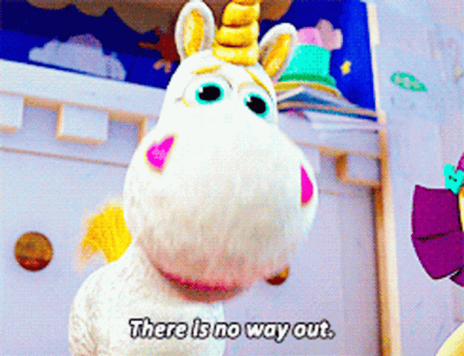 There's No Way Out Pink Fluffy Unicorns Dancing On Rainbows GIF