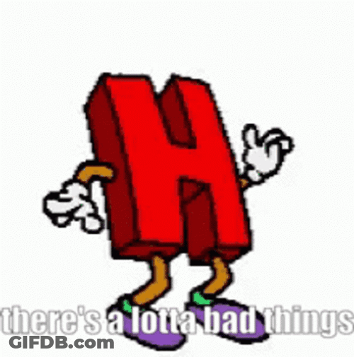 Theres A Lotta Bad Things Letter H GIF